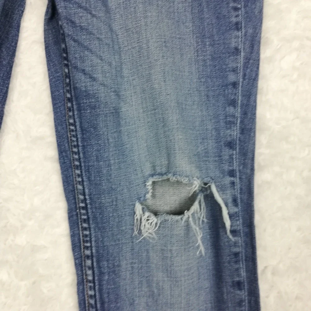Vigoss Womens Jeans Chelsea Skinny Crop Blue Denim Raw Hem Mid Rise Distress 30